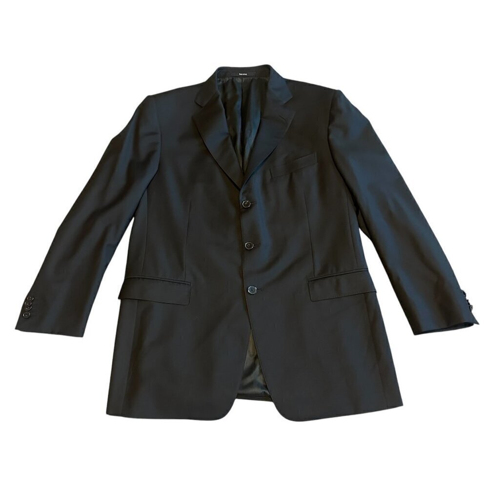 Ermenegildo Zegna Black Button-Down Blazer Jacket Sport Coat Classic Size 44R